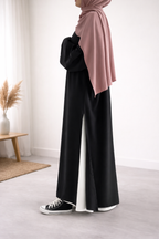 Sitr Abaya Noir + Sous-Robe Blanche