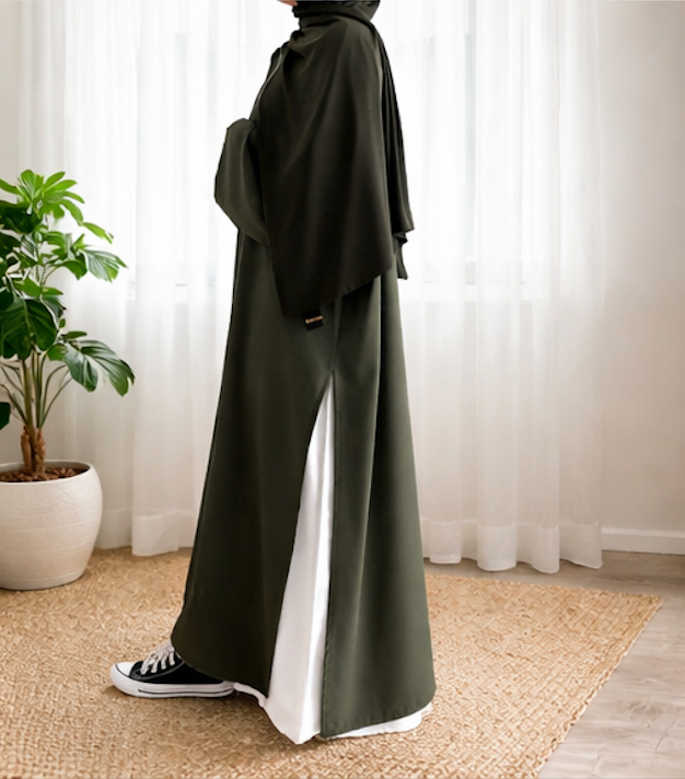 Sitr Kaki + Sous-Robe Blanche