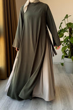 Yara – Abaya bicolore fluide et élégante