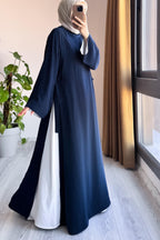 Yara – Abaya bicolore fluide et élégante